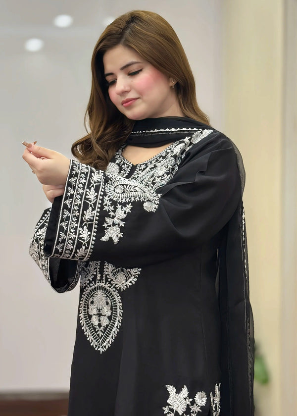 Black Sapphire Embroidered 3PC