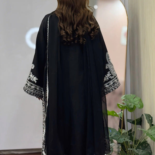 Black Sapphire Embroidered 3PC