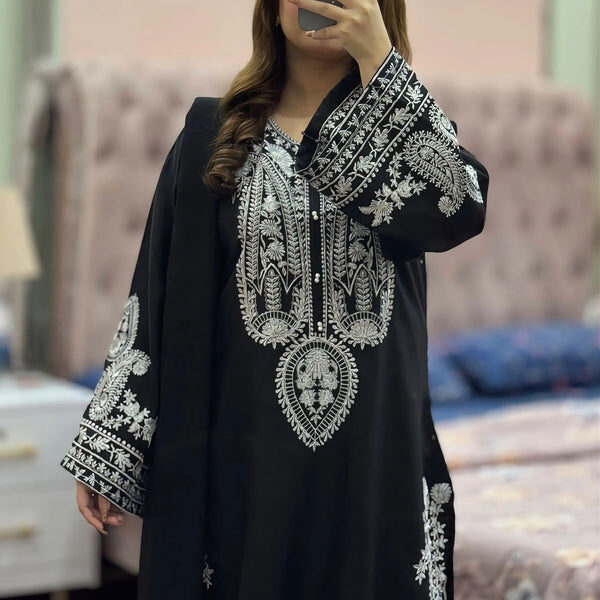Black Sapphire Embroidered 3PC