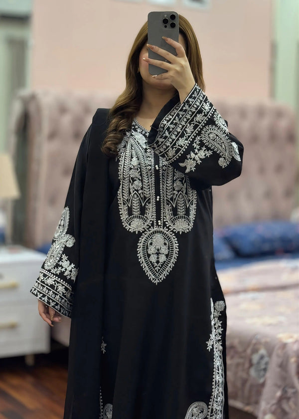 Black Sapphire Embroidered 3PC