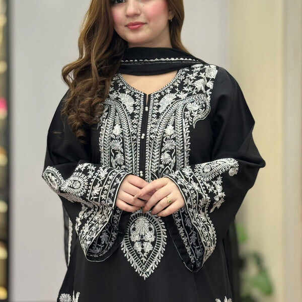Black Sapphire Embroidered 3PC
