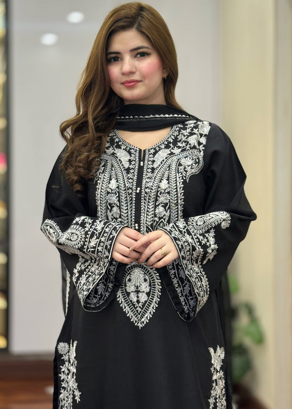 Black Sapphire Embroidered 3PC