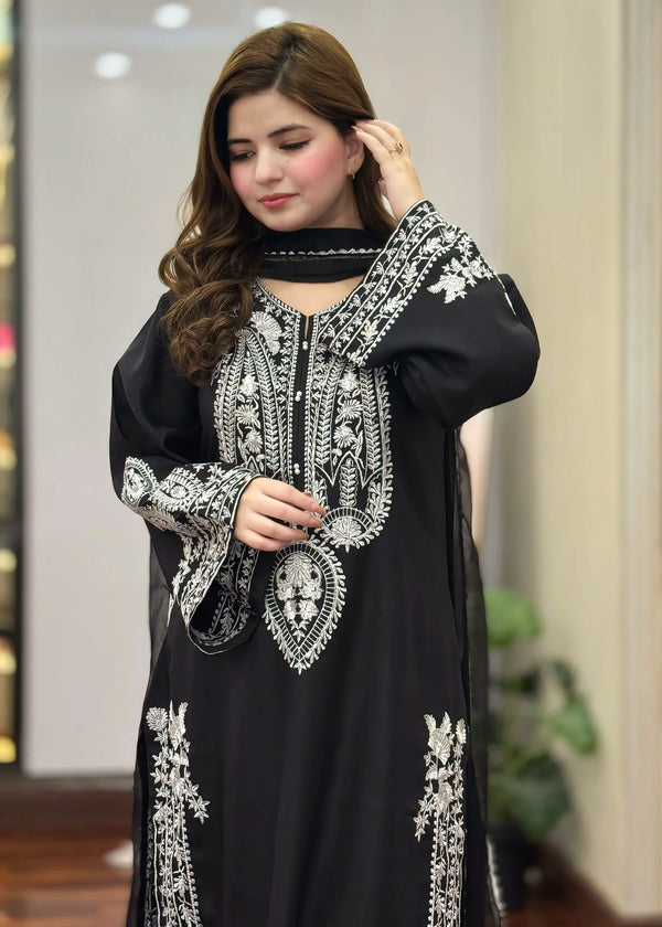 Black Sapphire Embroidered 3PC
