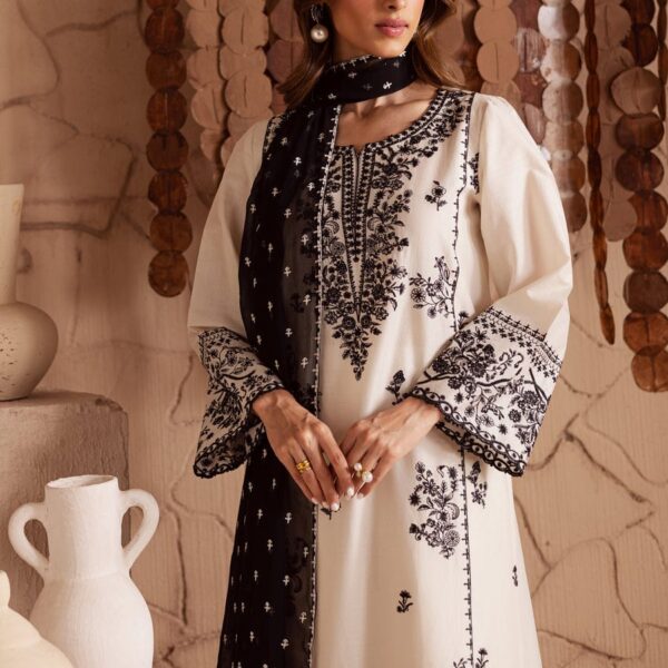 White Pearl Embroidered 3PC