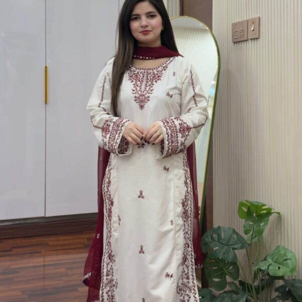 Snow Drop Embroidered 3PC