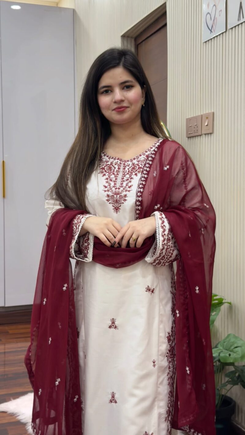 Snow Drop Embroidered 3PC