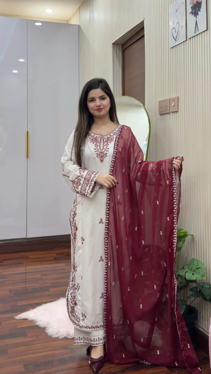 Snow Drop Embroidered 3PC