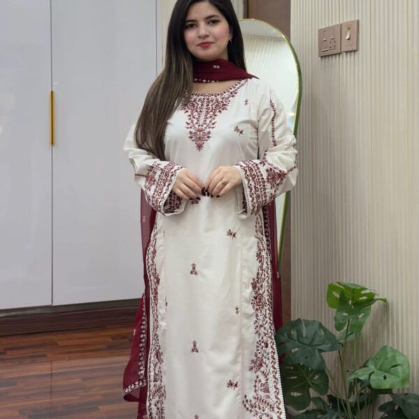 Snow Drop Embroidered 3PC