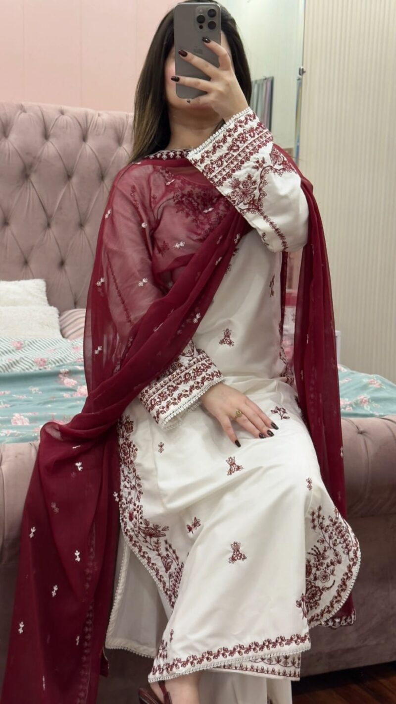 Snow Drop Embroidered 3PC