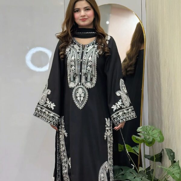 Black Sapphire Embroidered 3PC