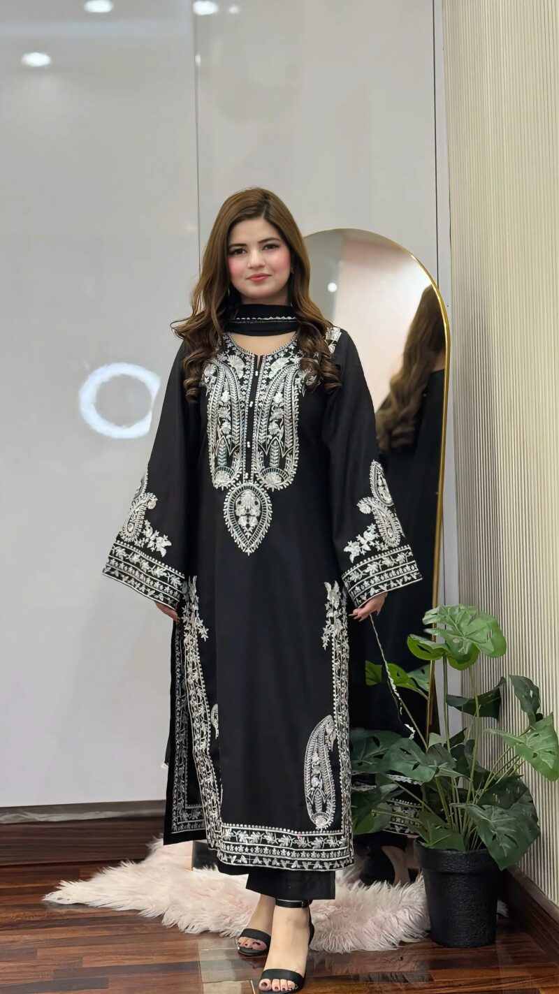 Black Sapphire Embroidered 3PC